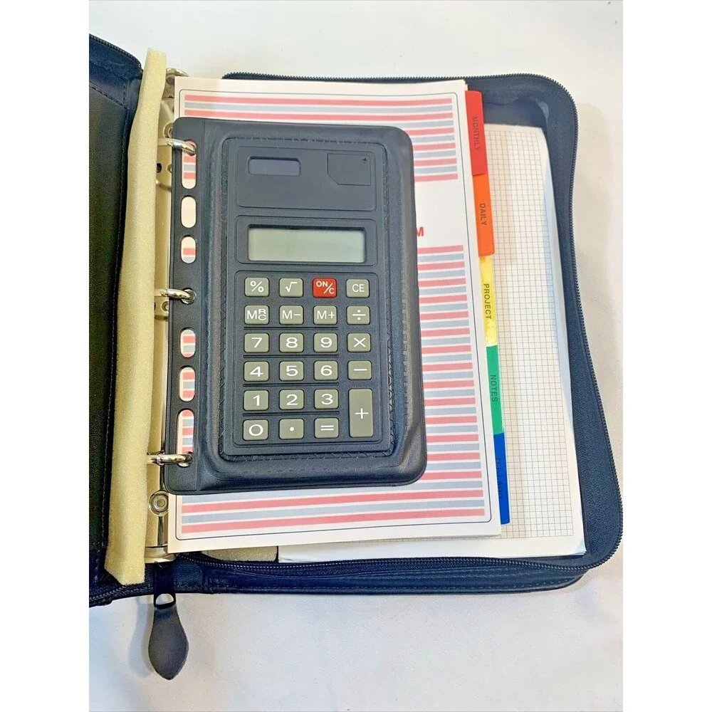 Enzo Baglioni Time Management System Undated Zip Leather Solar Calculator VTG